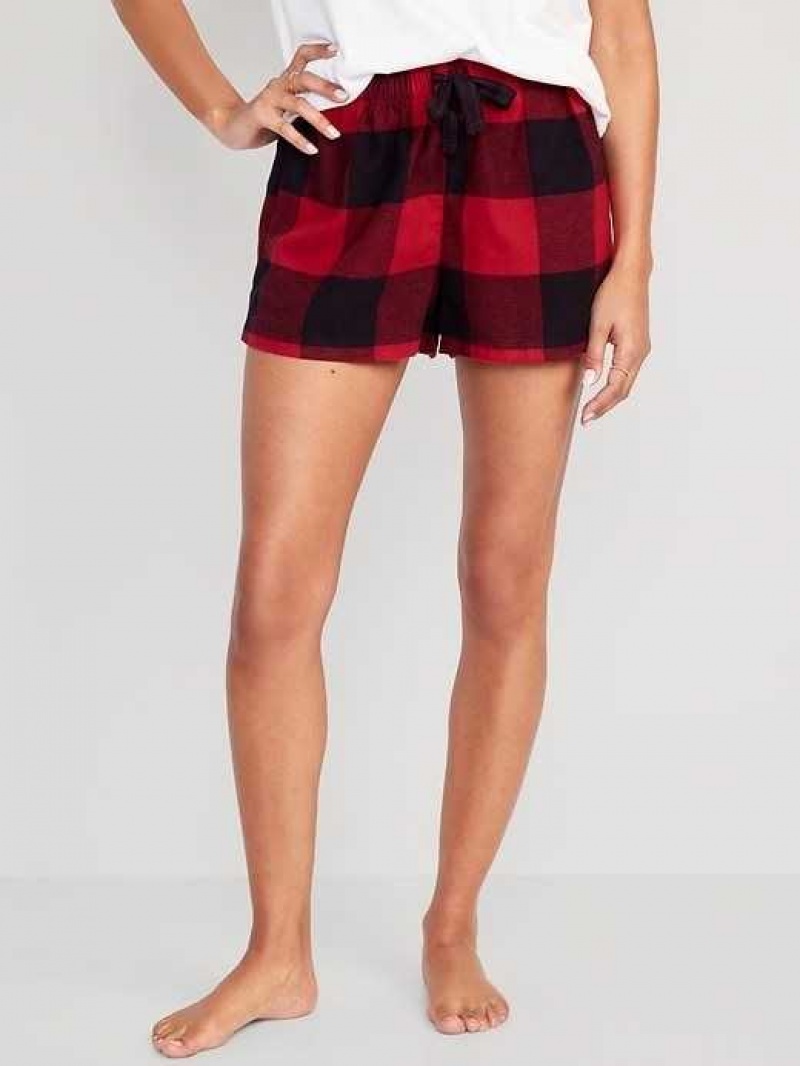 Old Navy Matching Flannel Pajama Shorts Red | DLN325068