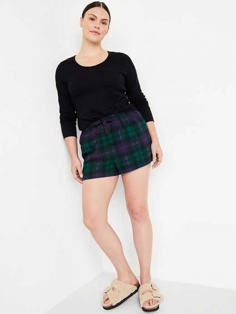 Old Navy Matching Flannel Pajama Shorts Black | XSP214697