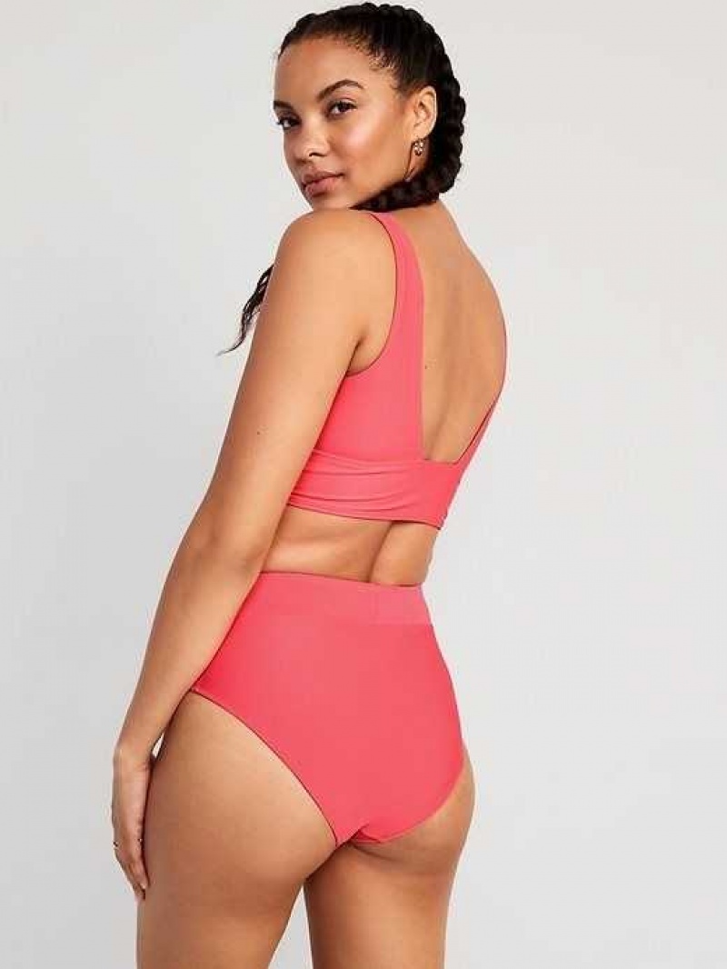 Old Navy Matching High-Waisted Cross-Front Bikini Swim Bottoms Daylily | TLK145786