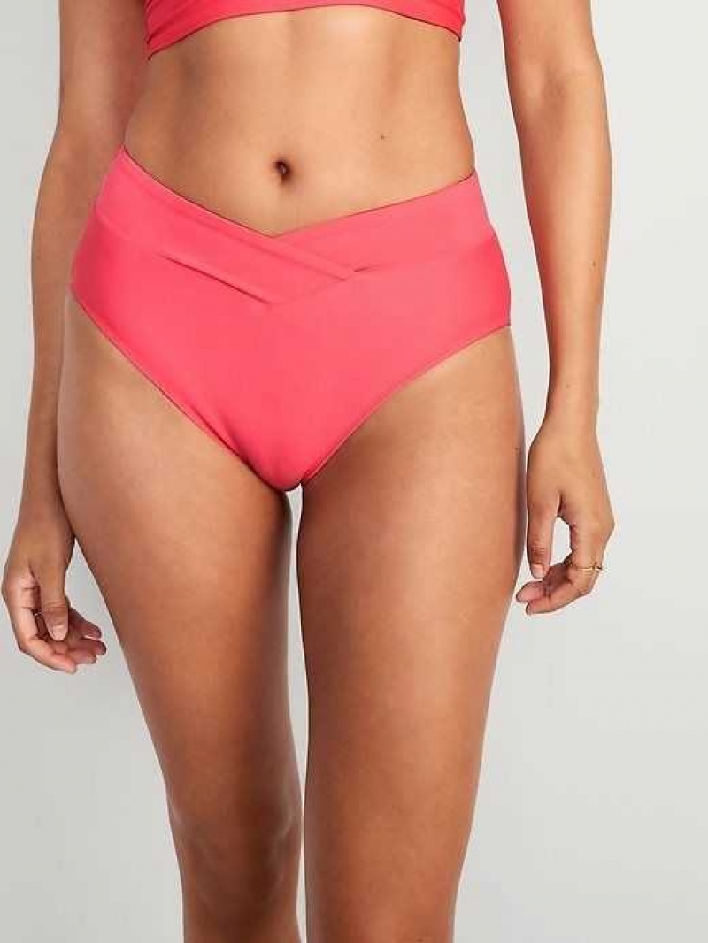 Old Navy Matching High-Waisted Cross-Front Bikini Swim Bottoms Daylily | TLK145786