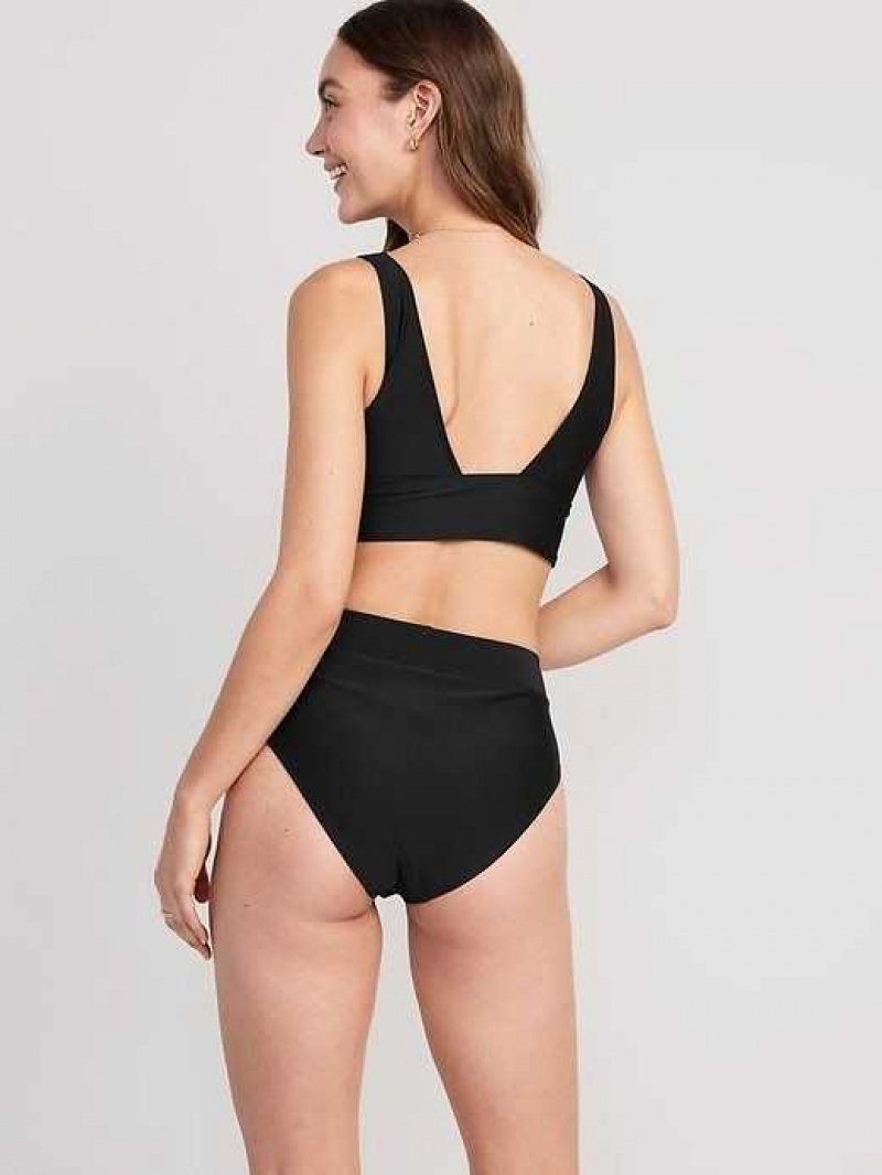 Old Navy Matching High-Waisted Cross-Front Bikini Swim Bottoms Black | EJS069287