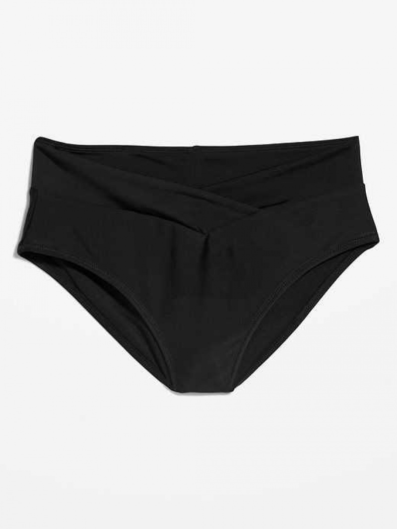 Old Navy Matching High-Waisted Cross-Front Bikini Swim Bottoms Black | EJS069287