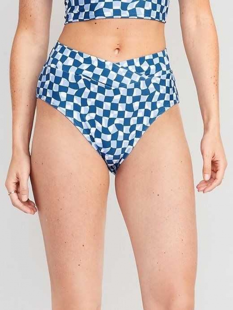 Old Navy Matching High-Waisted Cross-Front Bikini Swim Bottoms Navy Blue | WTG879125