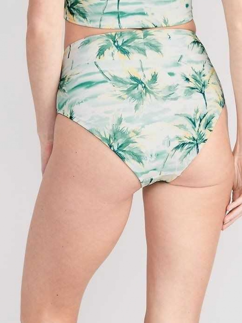 Old Navy Matching High-Waisted Printed Banded Bikini Swim Bottoms Scenic Palms | RJD496850