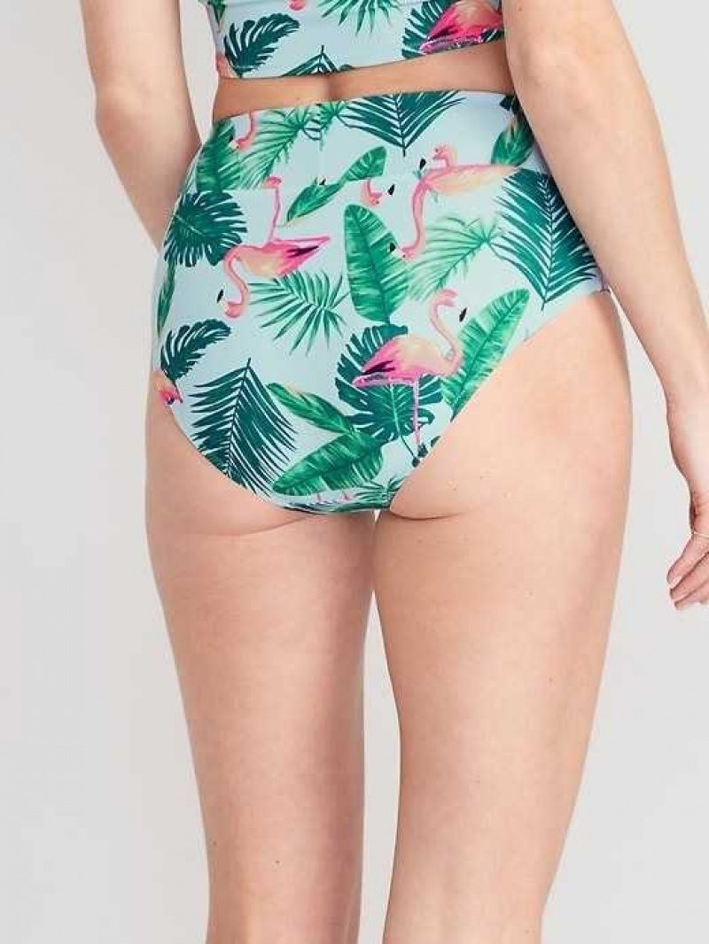 Old Navy Matching High-Waisted Printed Banded Bikini Swim Bottoms Blue | YSE413970