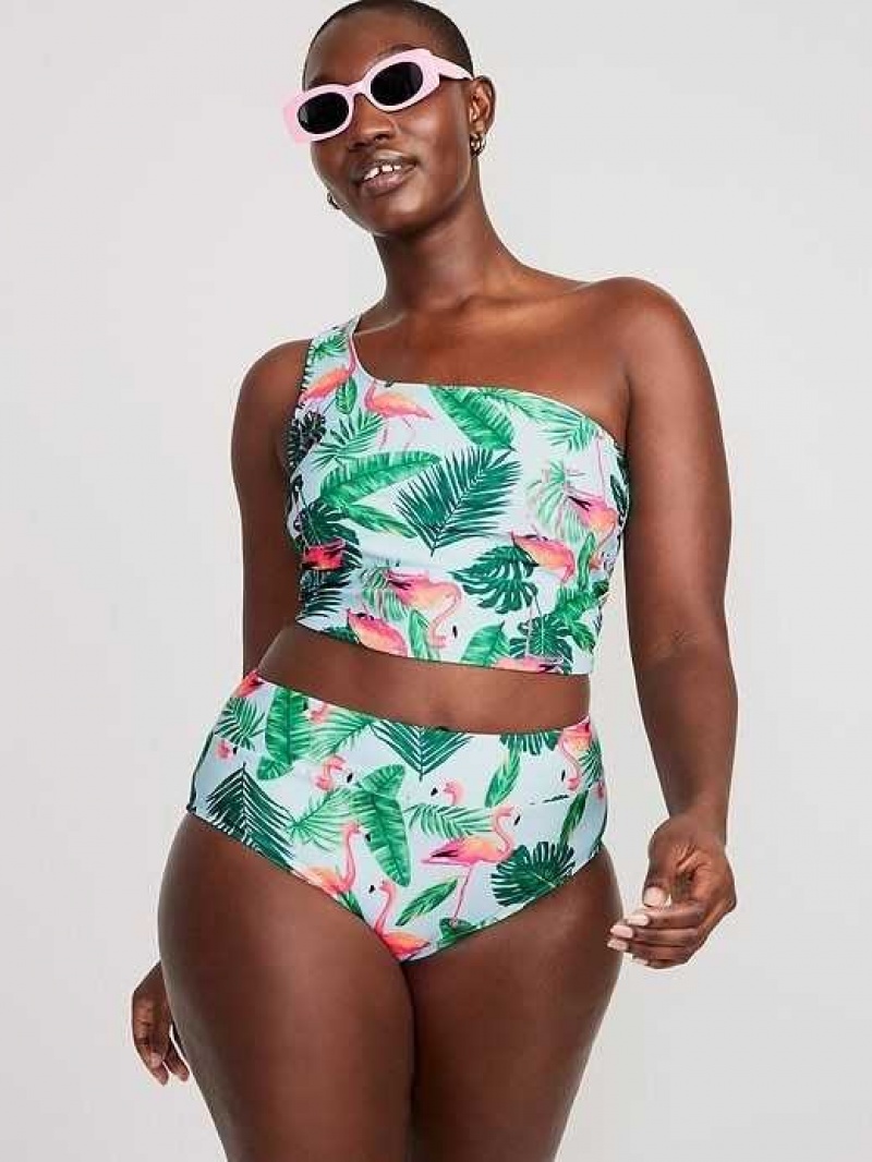 Old Navy Matching High-Waisted Printed Banded Bikini Swim Bottoms Blue | YSE413970