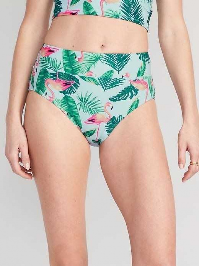 Old Navy Matching High-Waisted Printed Banded Bikini Swim Bottoms Blue | YSE413970