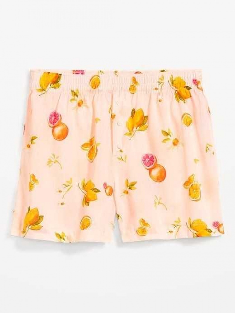 Old Navy Matching High-Waisted Printed Pajama Boxer Shorts Pink | LBX564231