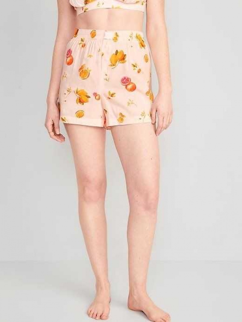 Old Navy Matching High-Waisted Printed Pajama Boxer Shorts Pink | LBX564231