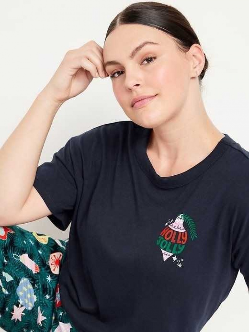 Old Navy Matching Holiday-Graphic T-Shirt Navy Blue | AMO462931