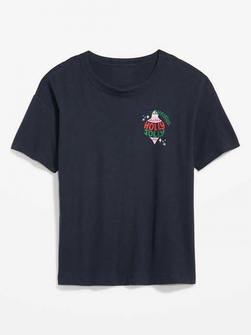 Old Navy Matching Holiday-Graphic T-Shirt Navy Blue | AMO462931