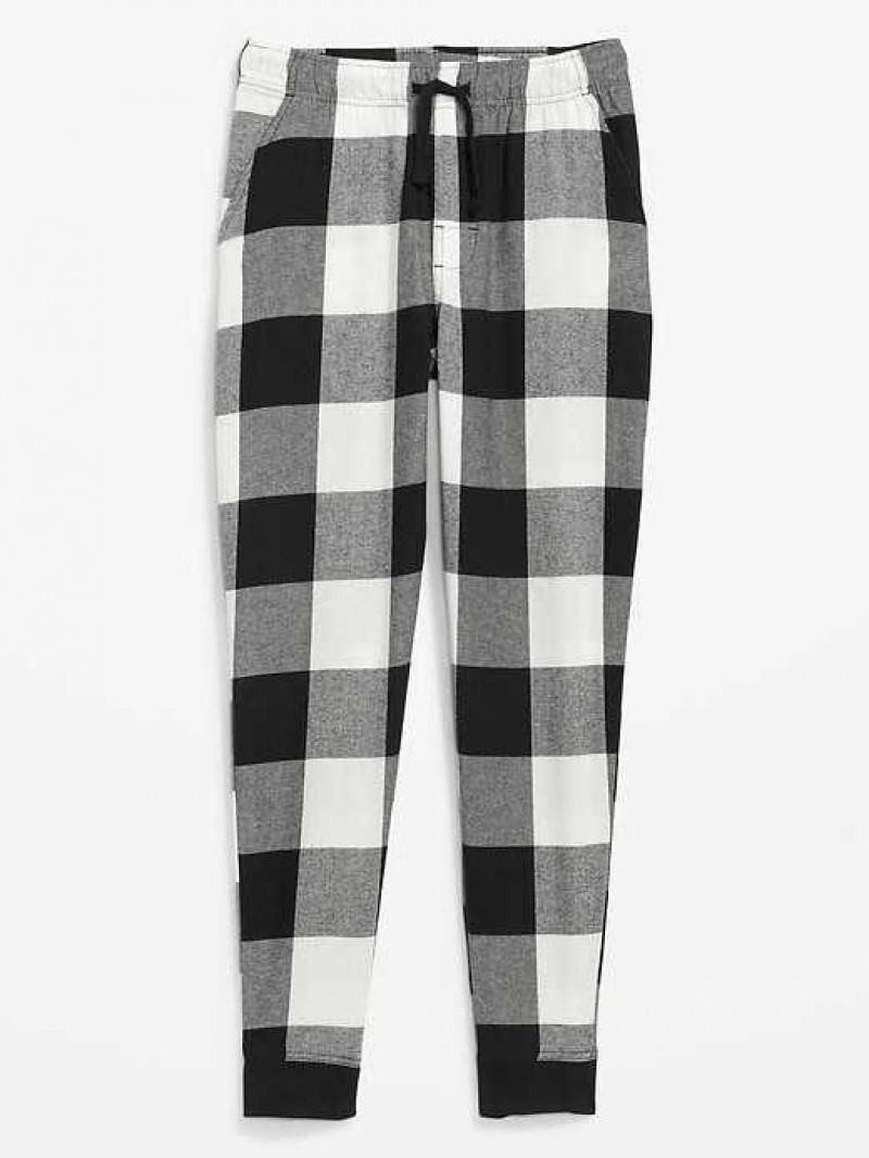 Old Navy Matching Plaid Flannel Jogger Pajama Pants Black | MQI219468