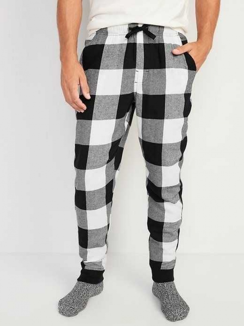 Old Navy Matching Plaid Flannel Jogger Pajama Pants Black | MQI219468