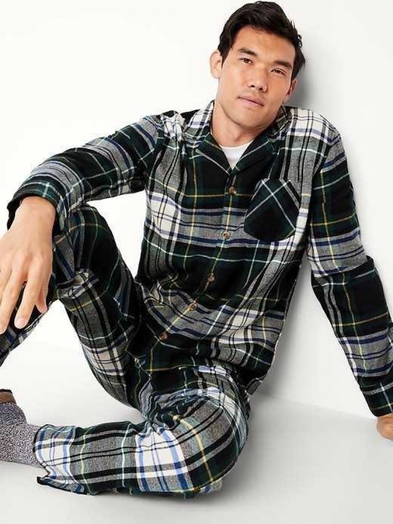 Old Navy Matching Plaid Flannel Pajama Set Black | SFH984217