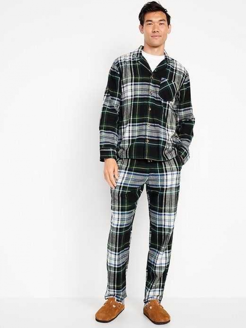 Old Navy Matching Plaid Flannel Pajama Set Green | OZV723458