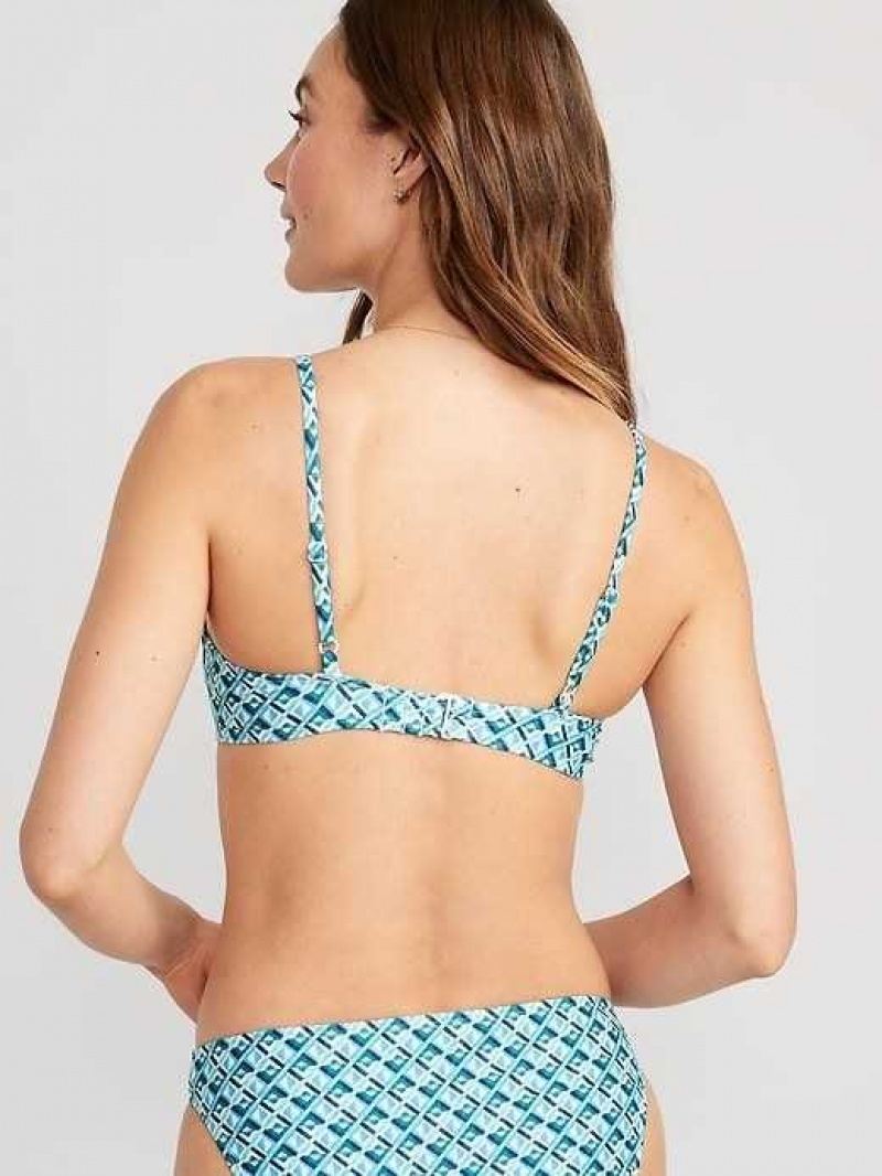 Old Navy Matching Print Underwire Bikini Swim Top Blue | VZK248065