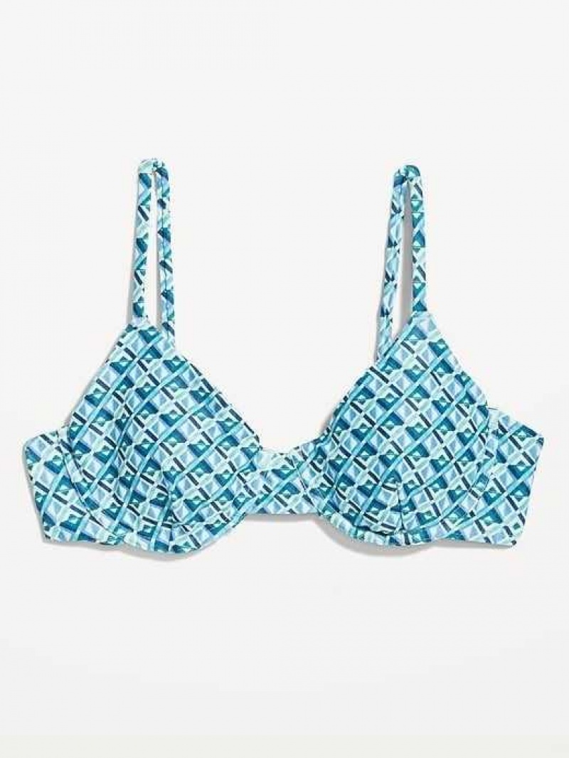 Old Navy Matching Print Underwire Bikini Swim Top Blue | VZK248065