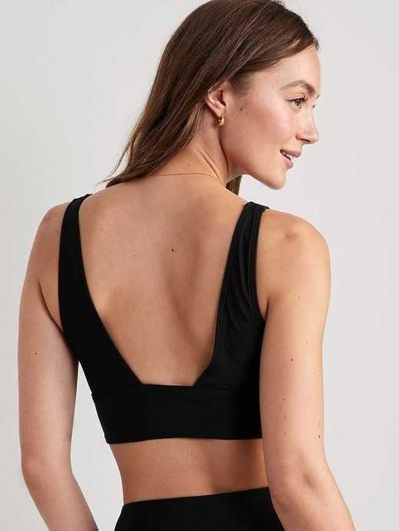 Old Navy Matching Scoop-Neck Longline Bikini Swim Top Black | BLR296754