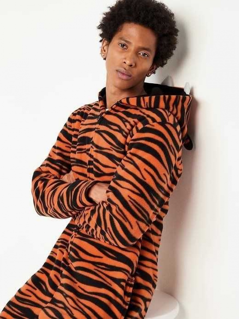 Old Navy Matching Tiger One-Piece Pajamas Tiger Stripes | NXD432567