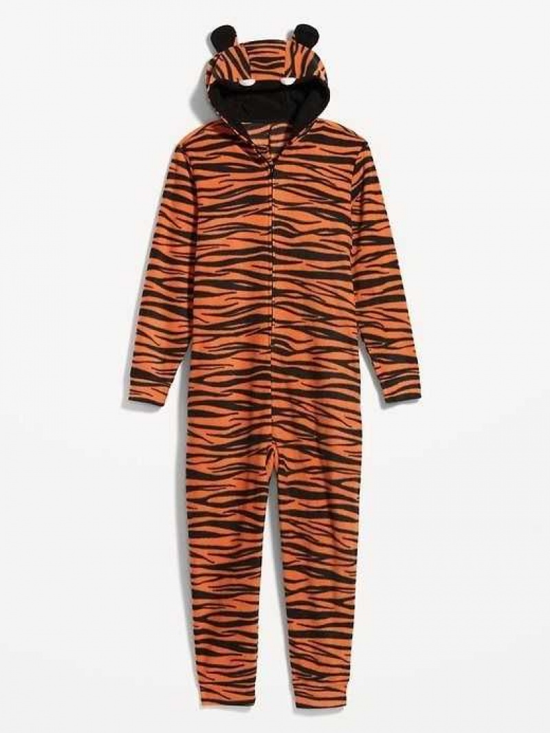 Old Navy Matching Tiger One-Piece Pajamas Tiger Stripes | NXD432567