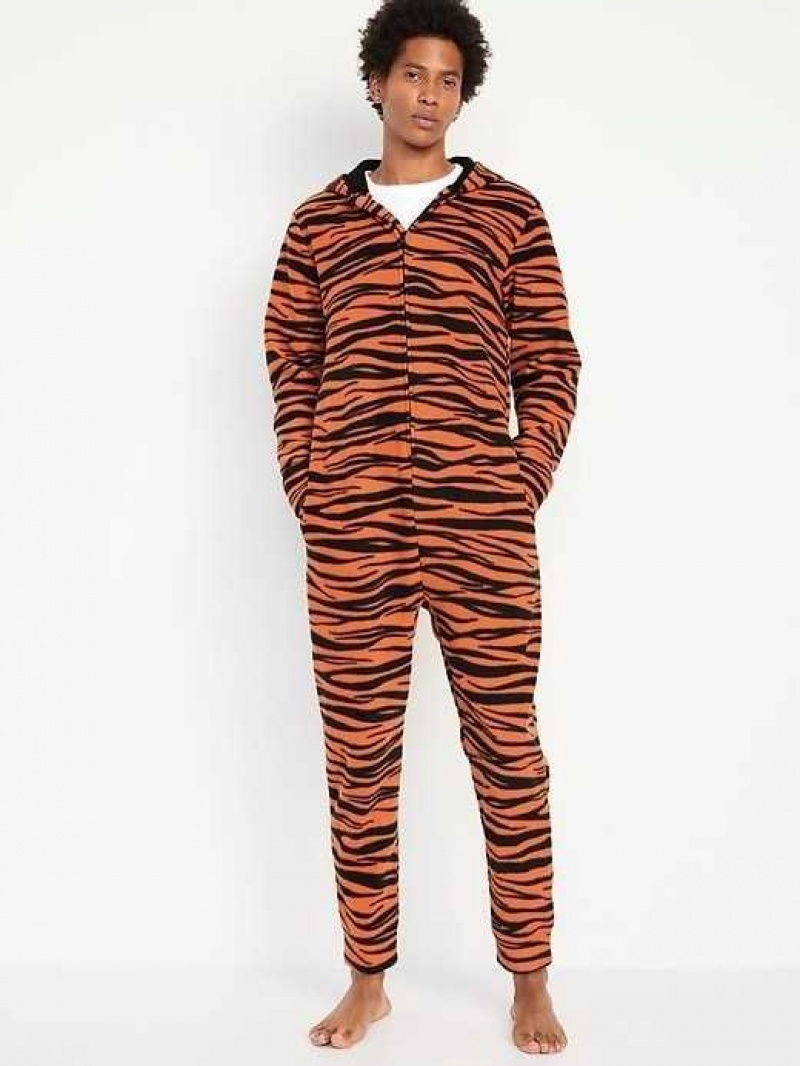 Old Navy Matching Tiger One-Piece Pajamas Tiger Stripes | NXD432567