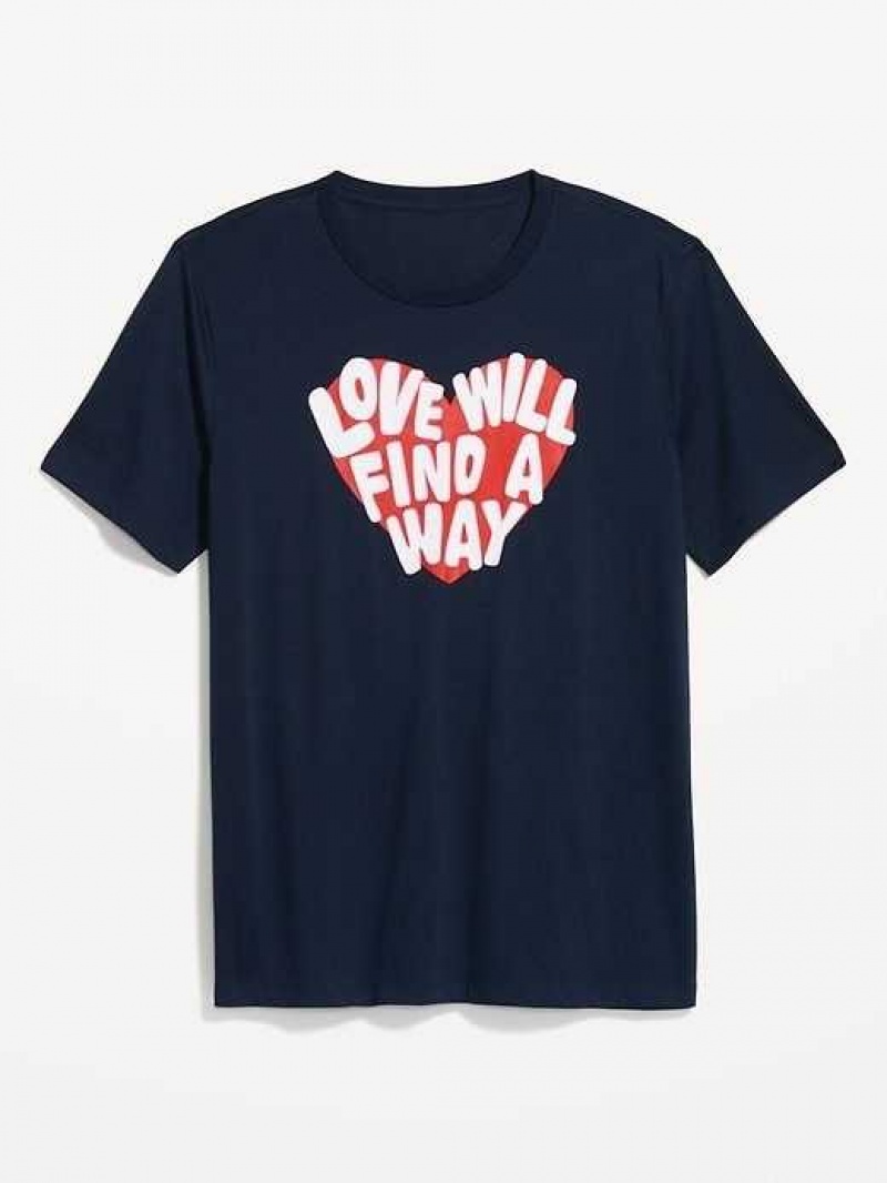 Old Navy Matching Valentine-Graphic T-Shirt Navy | JUR356290