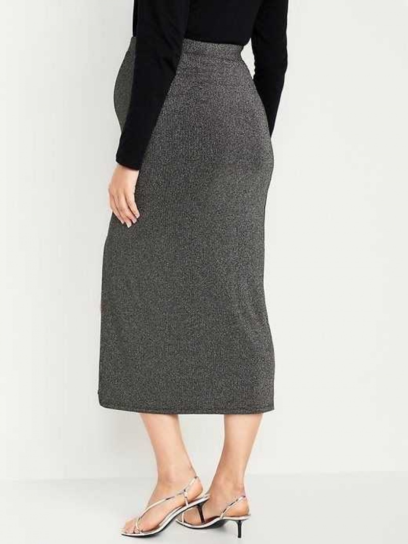 Old Navy Maternity Rib-Knit Midi Skirt Black | DCX267951