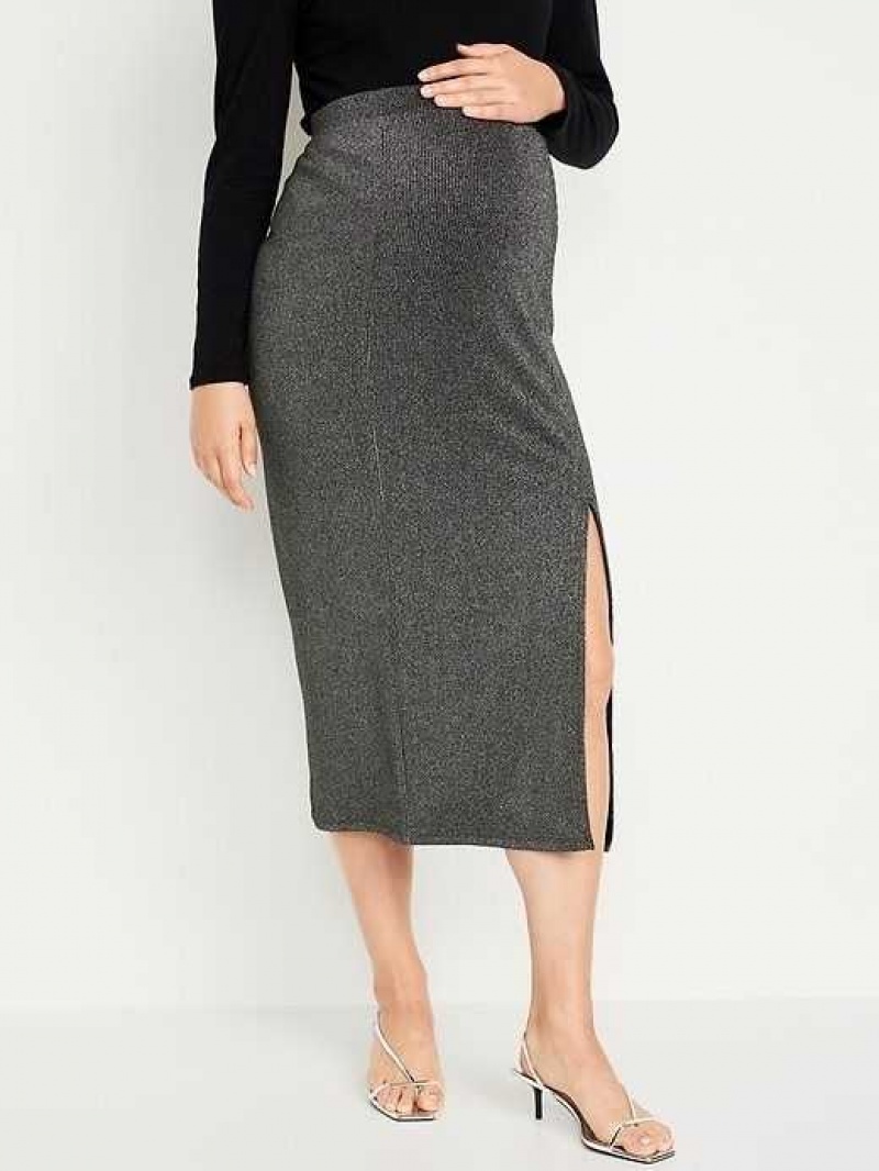 Old Navy Maternity Rib-Knit Midi Skirt Black | DCX267951