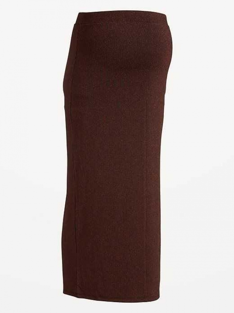 Old Navy Maternity Rib-Knit Midi Skirt Browns | TQH432065