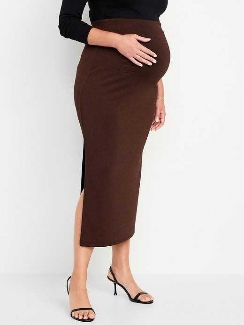 Old Navy Maternity Rib-Knit Midi Skirt Browns | TQH432065