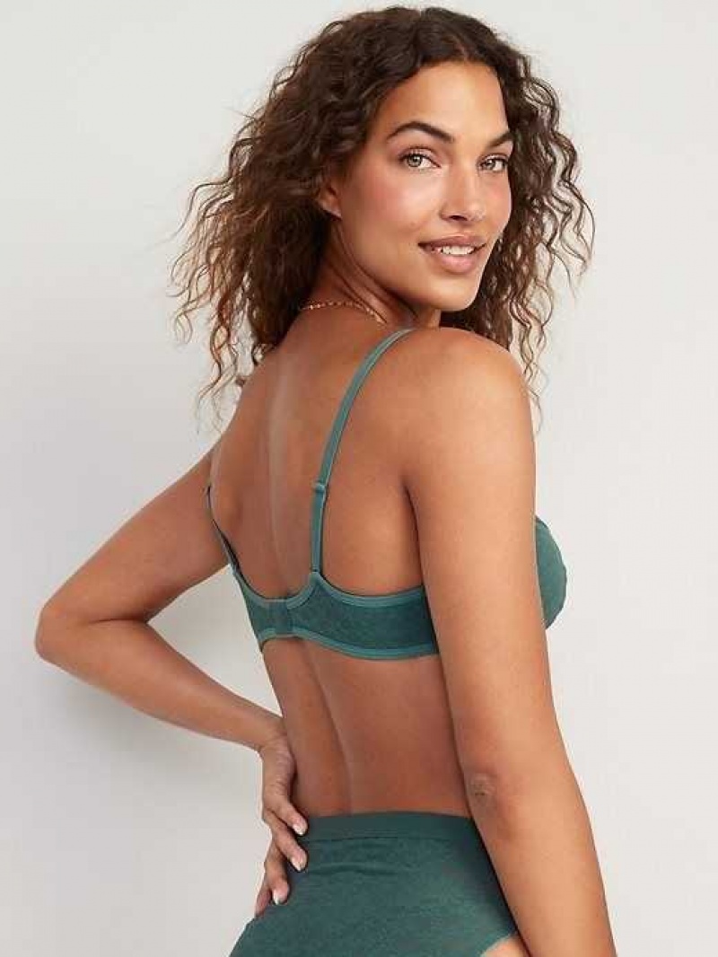 Old Navy Mesh Underwire Balconette Bra Forest Shade | SOP685092