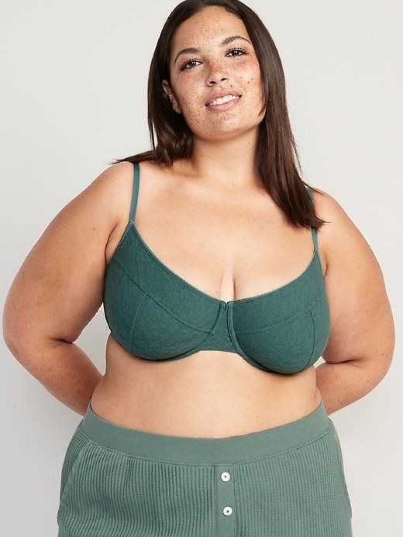 Old Navy Mesh Underwire Balconette Bra Forest Shade | SOP685092