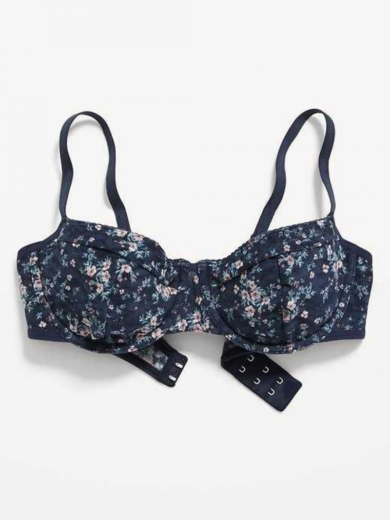 Old Navy Mesh Underwire Balconette Bra Navy | PZS981503