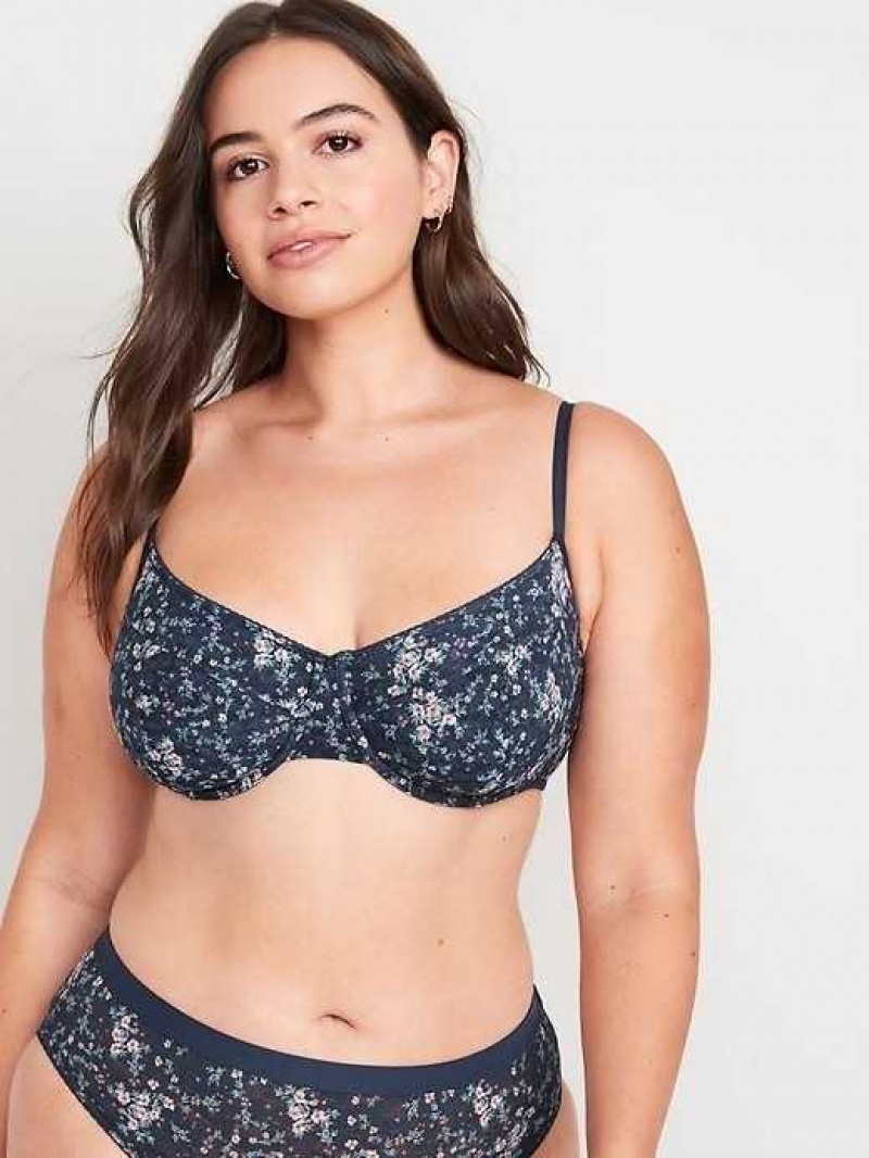 Old Navy Mesh Underwire Balconette Bra Navy | PZS981503