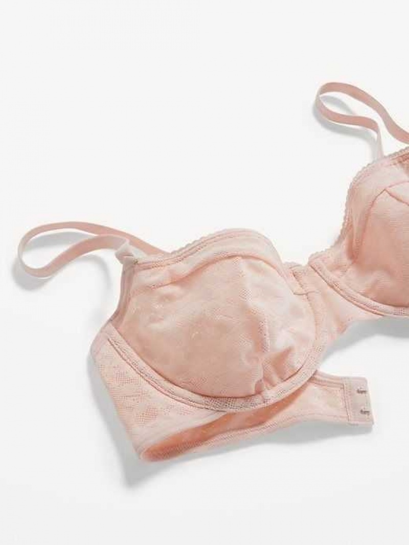 Old Navy Mesh Underwire Balconette Bra Pink | RVD184762