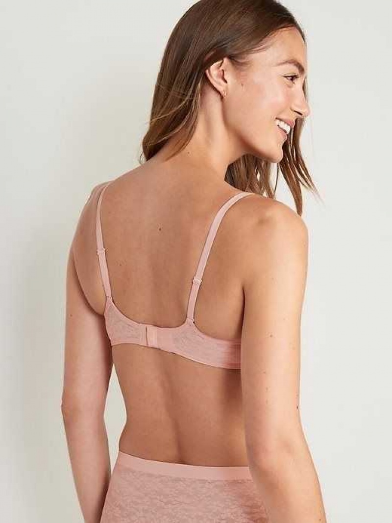 Old Navy Mesh Underwire Balconette Bra Pink | RVD184762