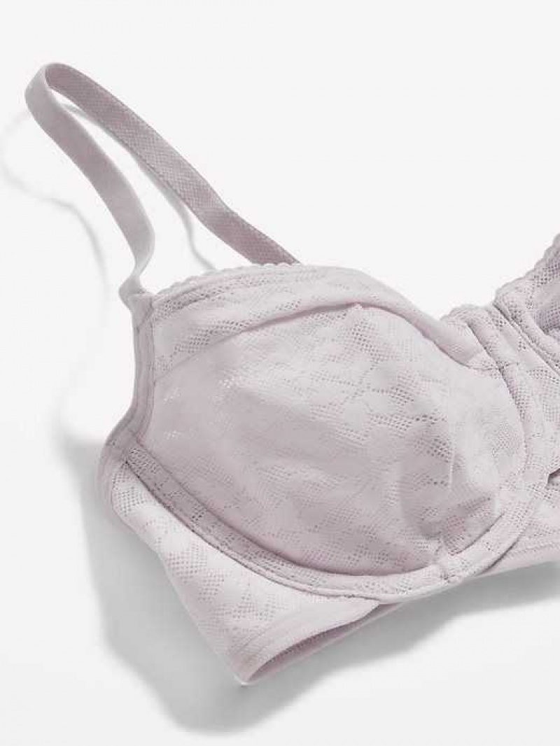 Old Navy Mesh Underwire Balconette Bra Purple White | WLI589603