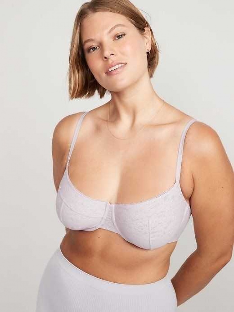 Old Navy Mesh Underwire Balconette Bra Purple White | WLI589603