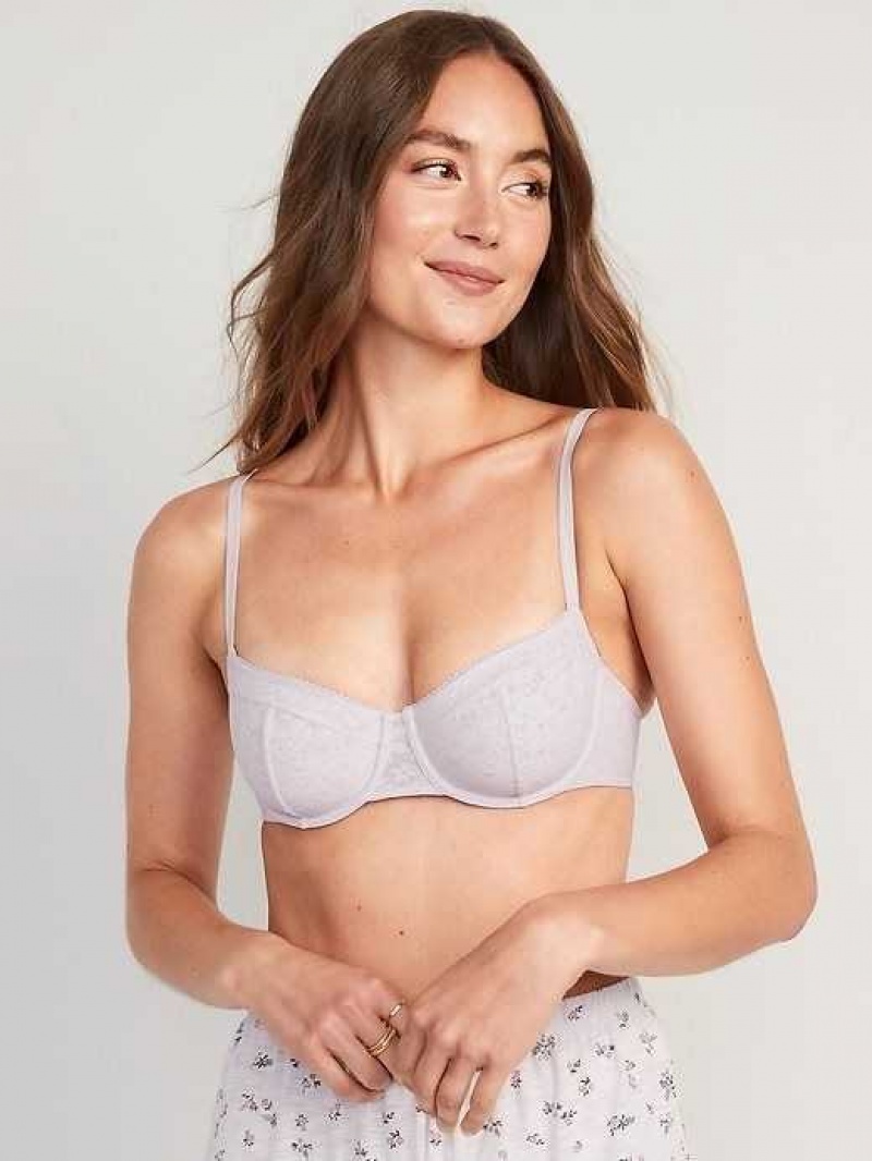 Old Navy Mesh Underwire Balconette Bra Purple White | WLI589603