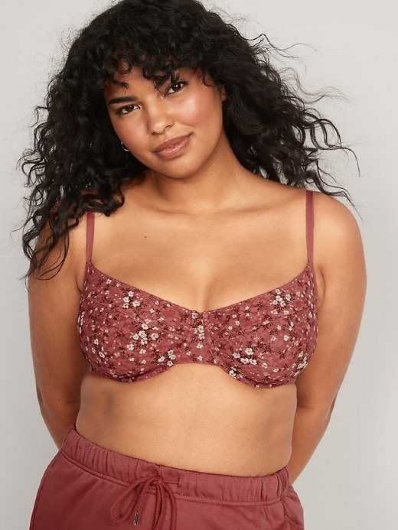 Old Navy Mesh Underwire Balconette Bra Red | HJU837120