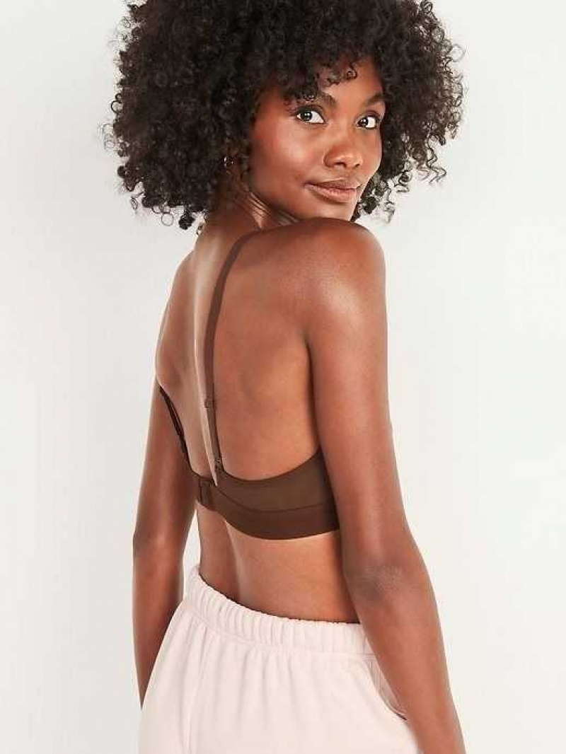 Old Navy Mesh V-Neck Bralette Top Dark Walnut | UAW109354