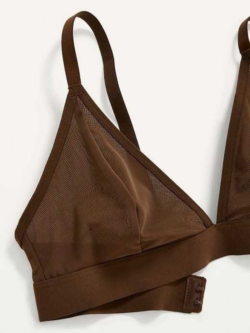 Old Navy Mesh V-Neck Bralette Top Dark Walnut | UAW109354