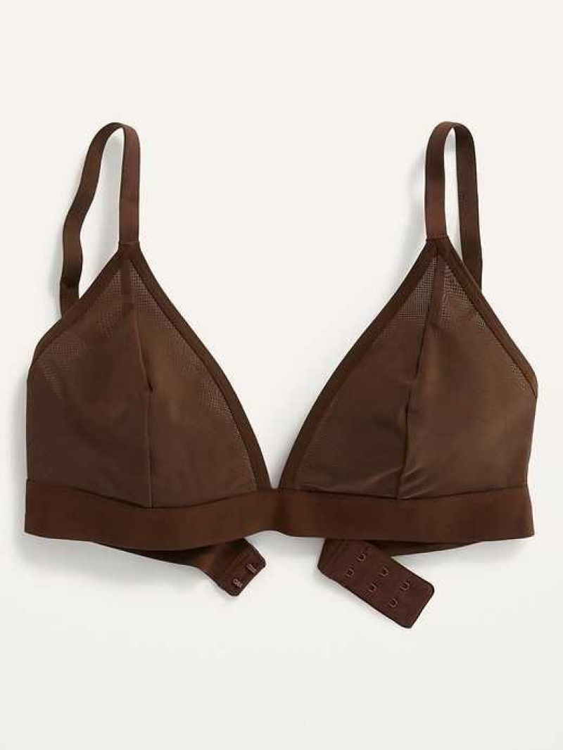 Old Navy Mesh V-Neck Bralette Top Dark Walnut | UAW109354