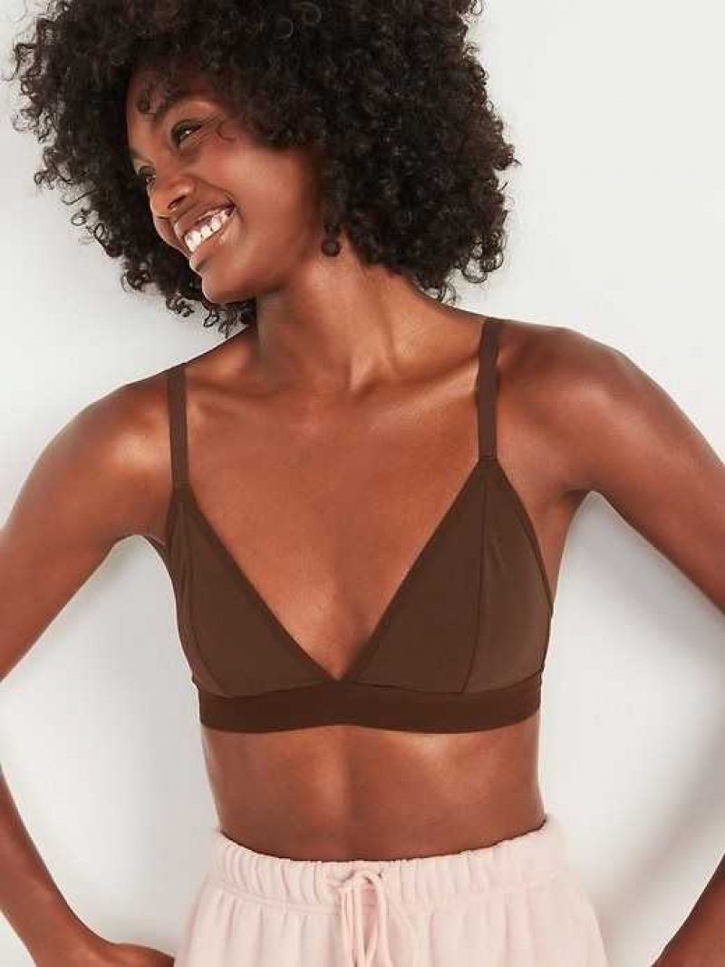 Old Navy Mesh V-Neck Bralette Top Dark Walnut | UAW109354