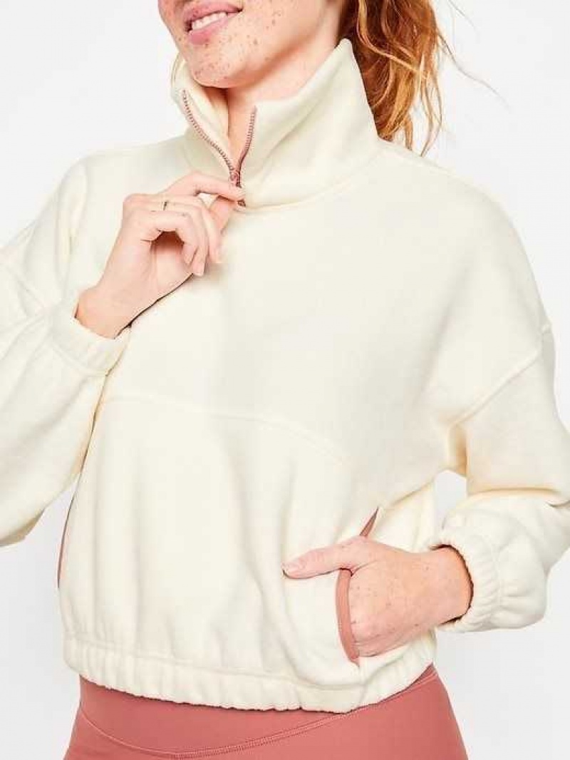 Old Navy Micro Fleece Cropped Pullover Creme De La Creme | JMT152306