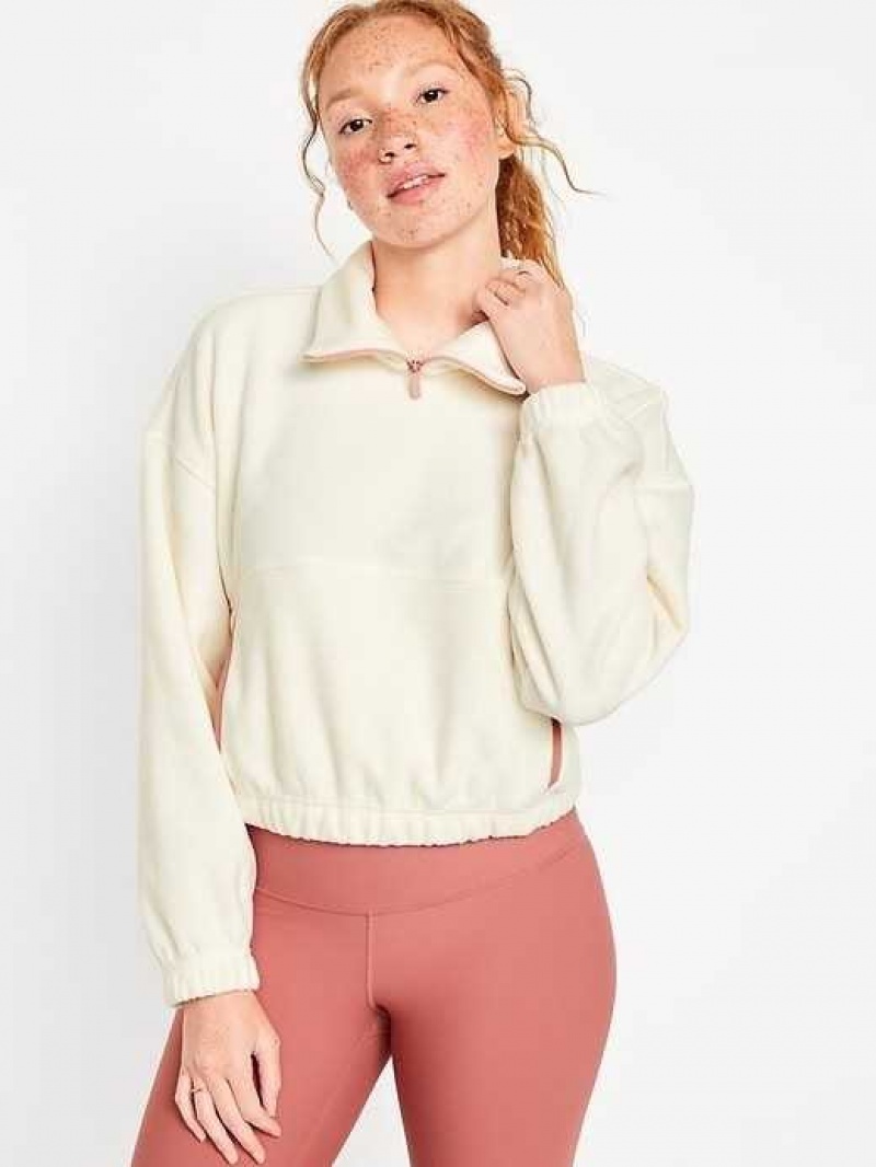 Old Navy Micro Fleece Cropped Pullover Creme De La Creme | JMT152306