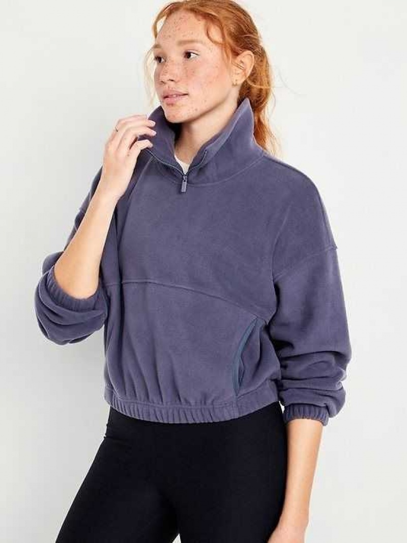 Old Navy Micro Fleece Cropped Pullover Volcanic Glass | TGL783945