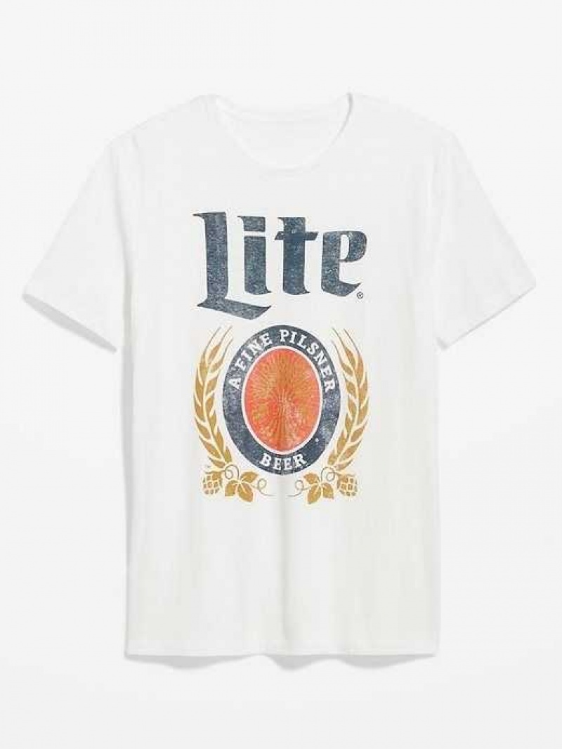 Old Navy Miller Lite Gender-Neutral T-Shirt White | WXG325607