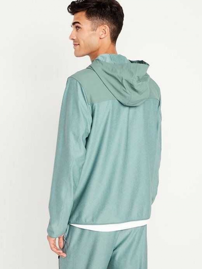 Old Navy Mixed Material Full-Zip Hoodie Ionian Sea | ETW419602