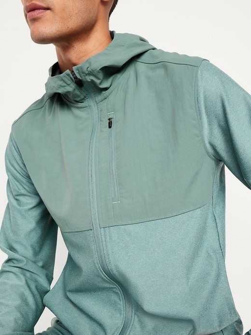 Old Navy Mixed Material Full-Zip Hoodie Ionian Sea | ETW419602